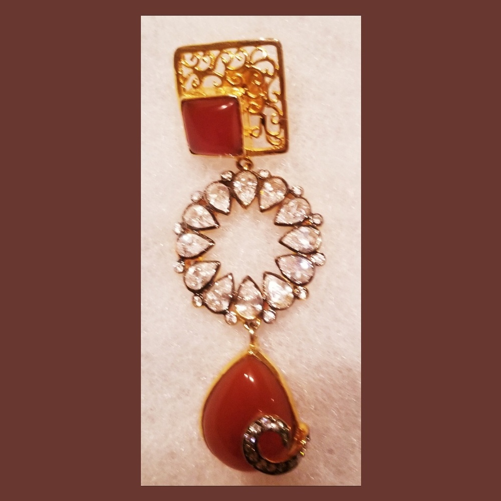 3" long red coral designer earring